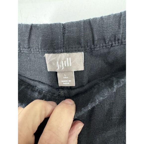 J. Jill‎  Women's Pull On Cropped Wide Leg Linen Pants Size LT Black Lagenlook - Picture 5 of 11